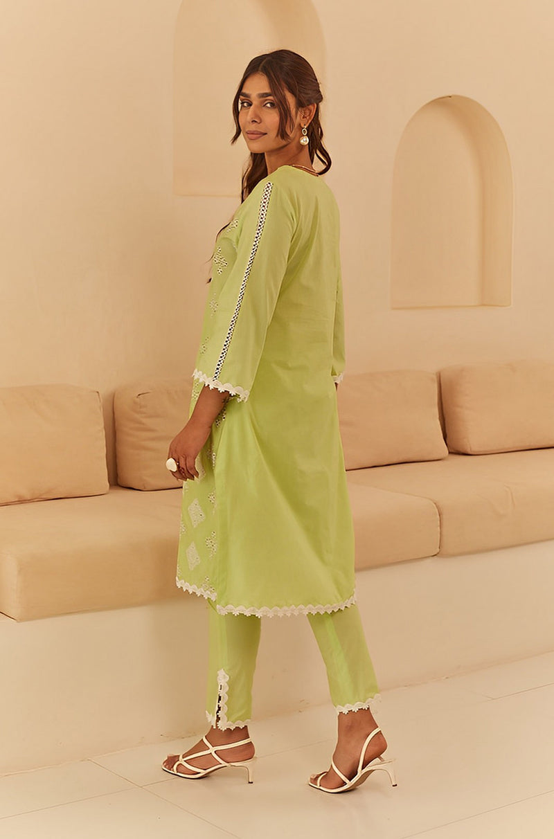 Gul Lime Green Cutwork Suit Set