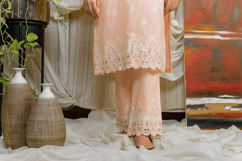 PEACH EMBROIDERED SUIT