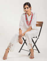 CREAM CUT WORK CO-ORD SET