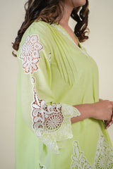 LIME EMBROIDERED CUT-WORK CO-ORD SET
