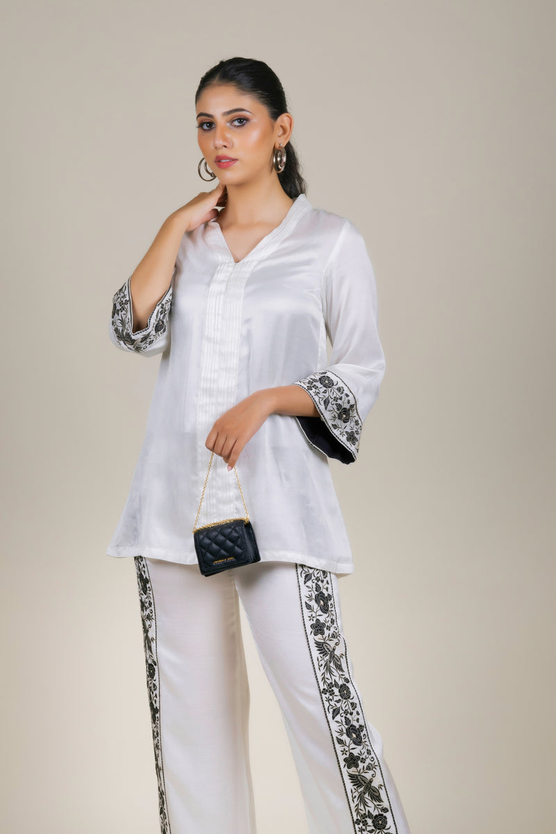 Off-White Embroidered Co-ord Set – INCHING INDIA