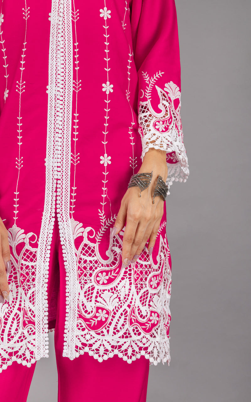Umang Hot Pink Embroidered Suit Set with Palazzos & Dupatta