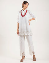 CREAM CUT WORK CO-ORD SET