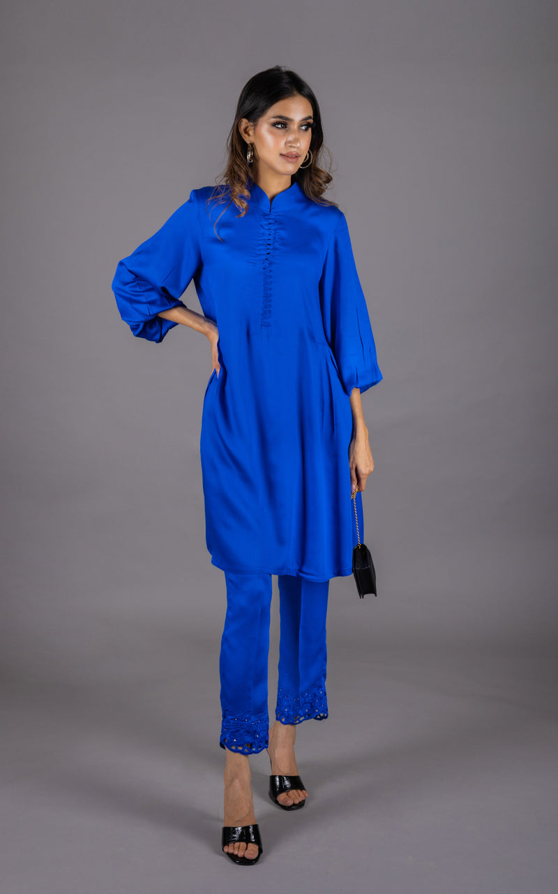Royal Blue Set with Embroidered Pants