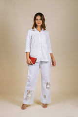 Milky White Patchwork Pants