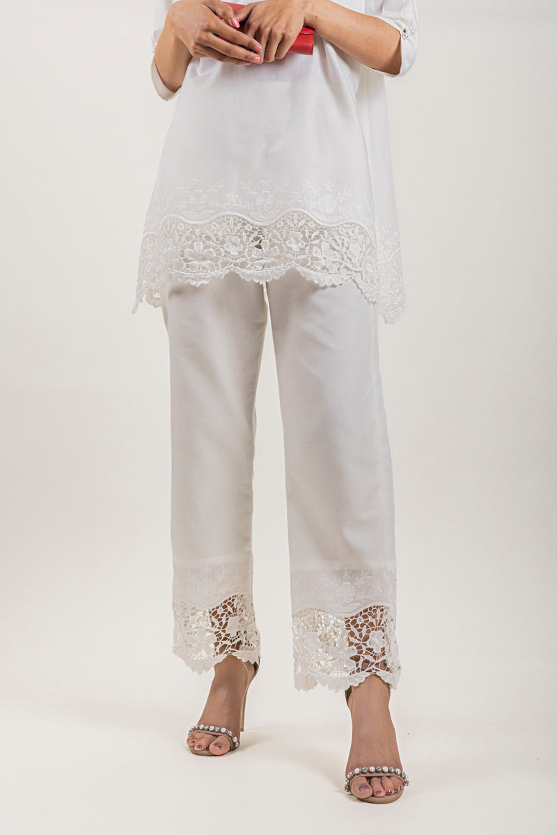CREAM CUT WORK CO-ORD SET