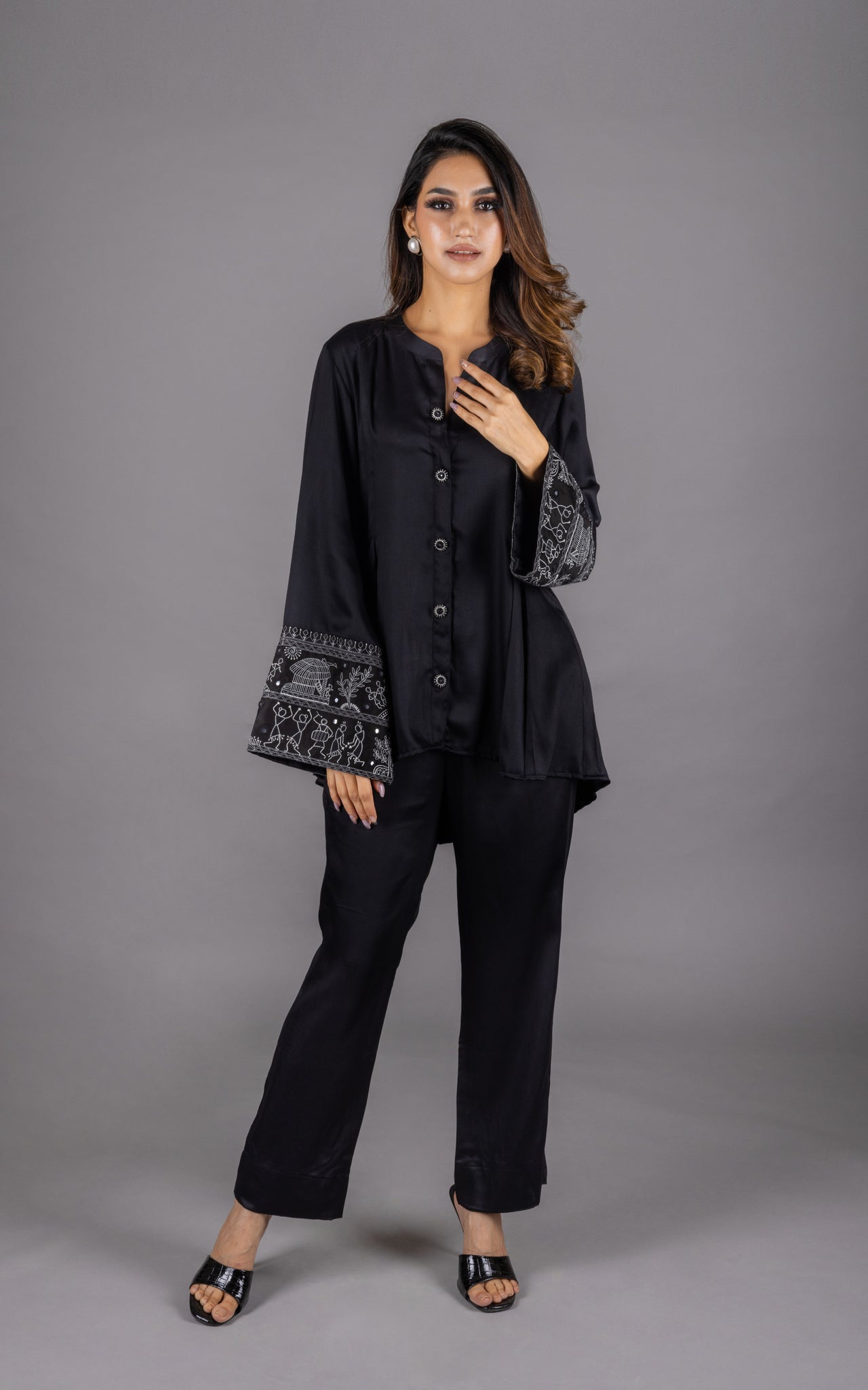 MULMUL URVI EMBROIDERED CO-ORD SET main image 0