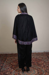 BLACK PRINTED VELVET CLOAK