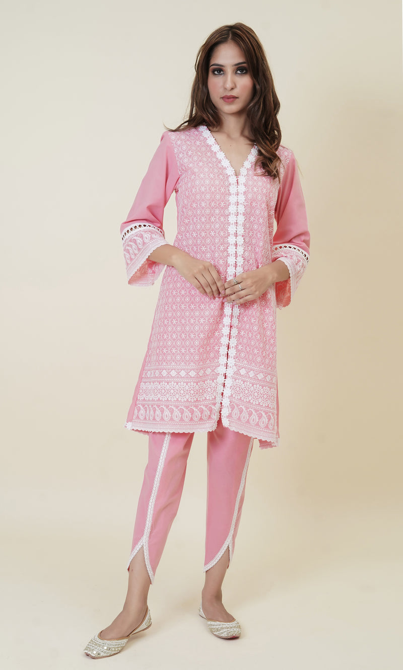 PINK EMBROIDERED SUIT SET