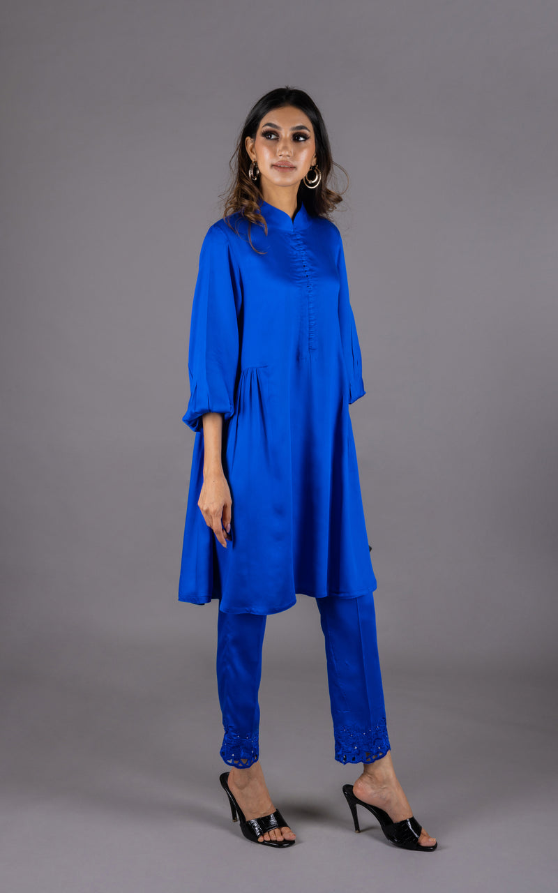 Royal Blue Set with Embroidered Pants