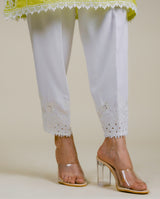 White Embroidered with Cutwork Narrow Salwar