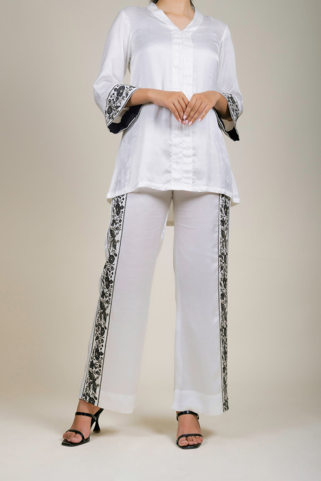 Milky White Patchwork Pants  INCHING INDIA
