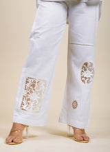 Milky White Patchwork Pants
