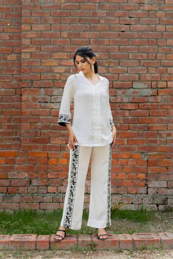 Off-White Embroidered Co-ord Set