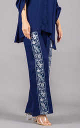 Navy Blue Co-ord Set with Embroidered Pants