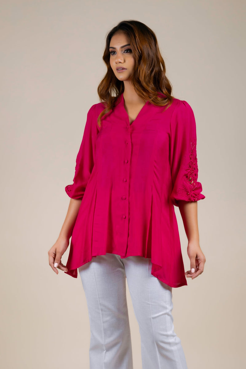 Hot Pink Embroidered Top