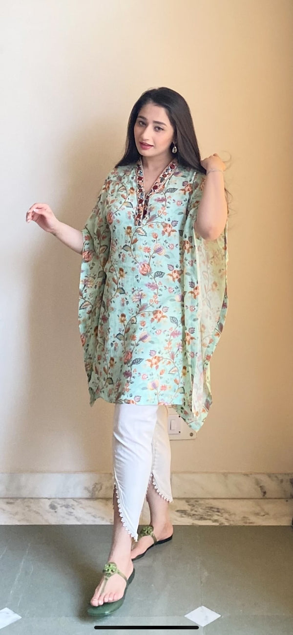 GREEN FLORAL KAFTAN SET